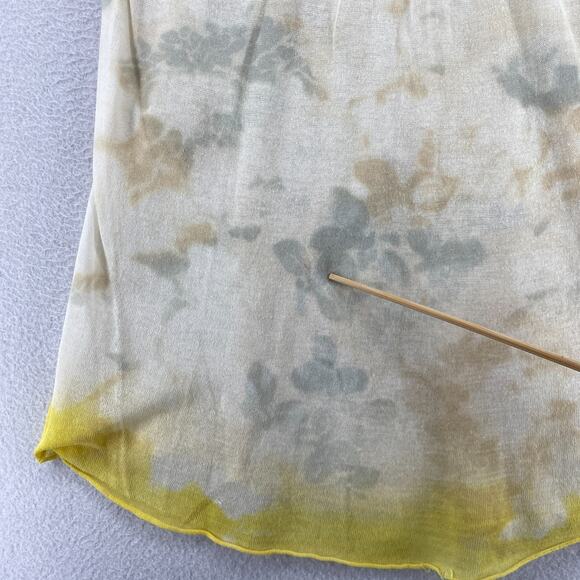 MARIKA CHARLES Sweater 2 Tie Dye Tunic Pleated Scoop Neck Elbow Sleeve Yellow - Picture 11 of 14